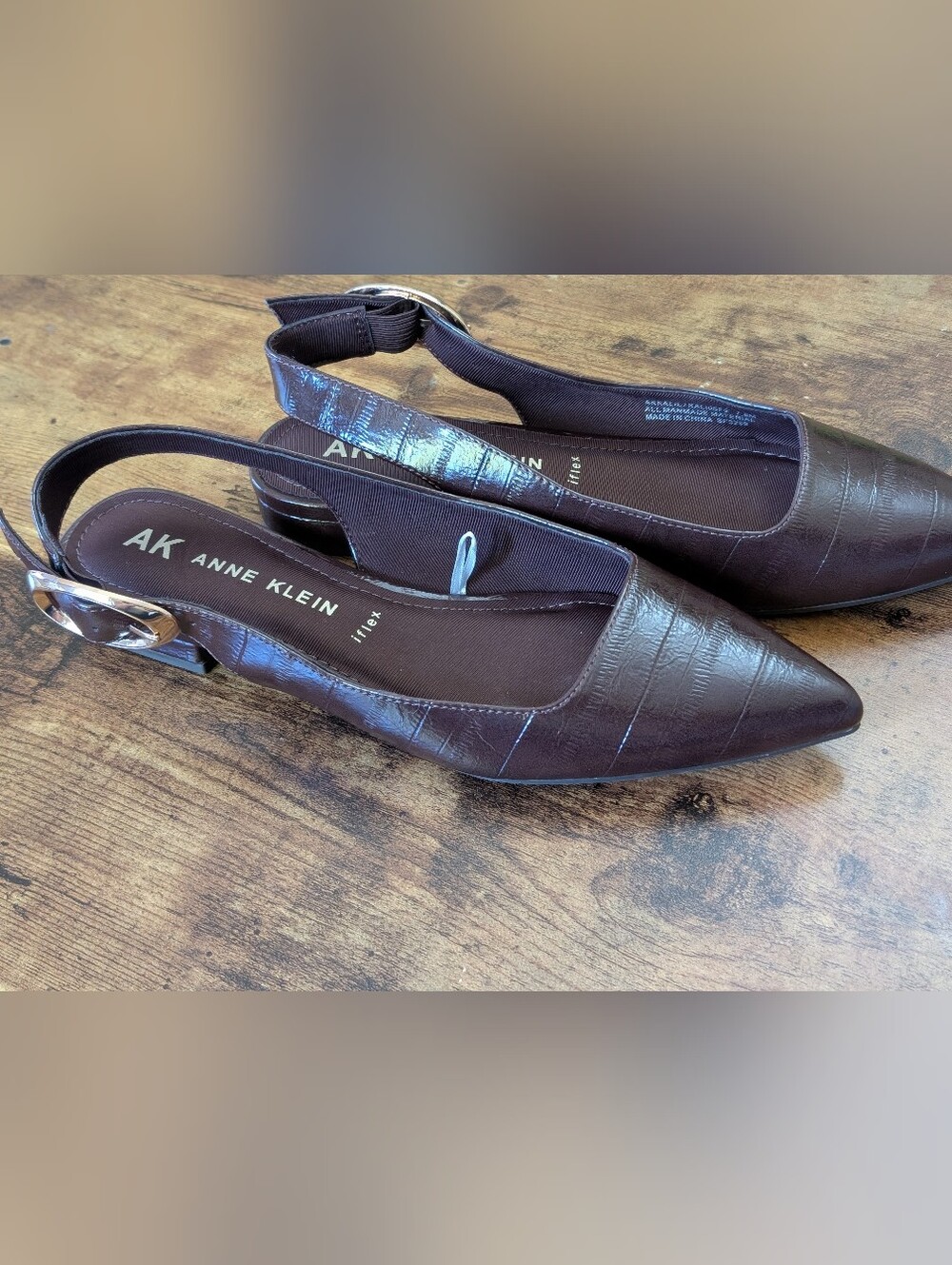 NWT Anne Klein "iflex" Women's Brown Pointed Slingback Flats - Picture 6 of 6